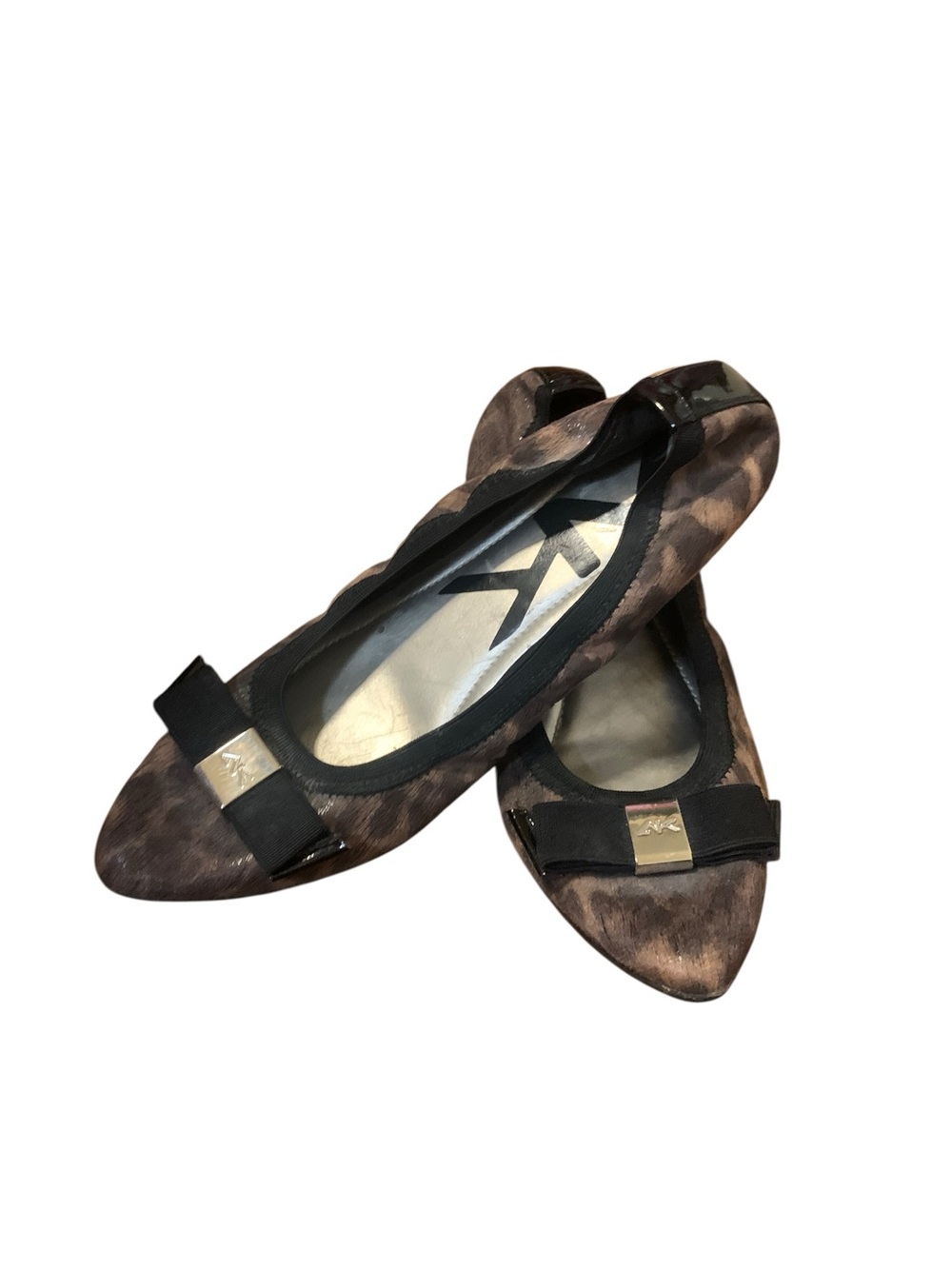 Anne Klein Leopard-Print Ballet Flats with Bow Accent